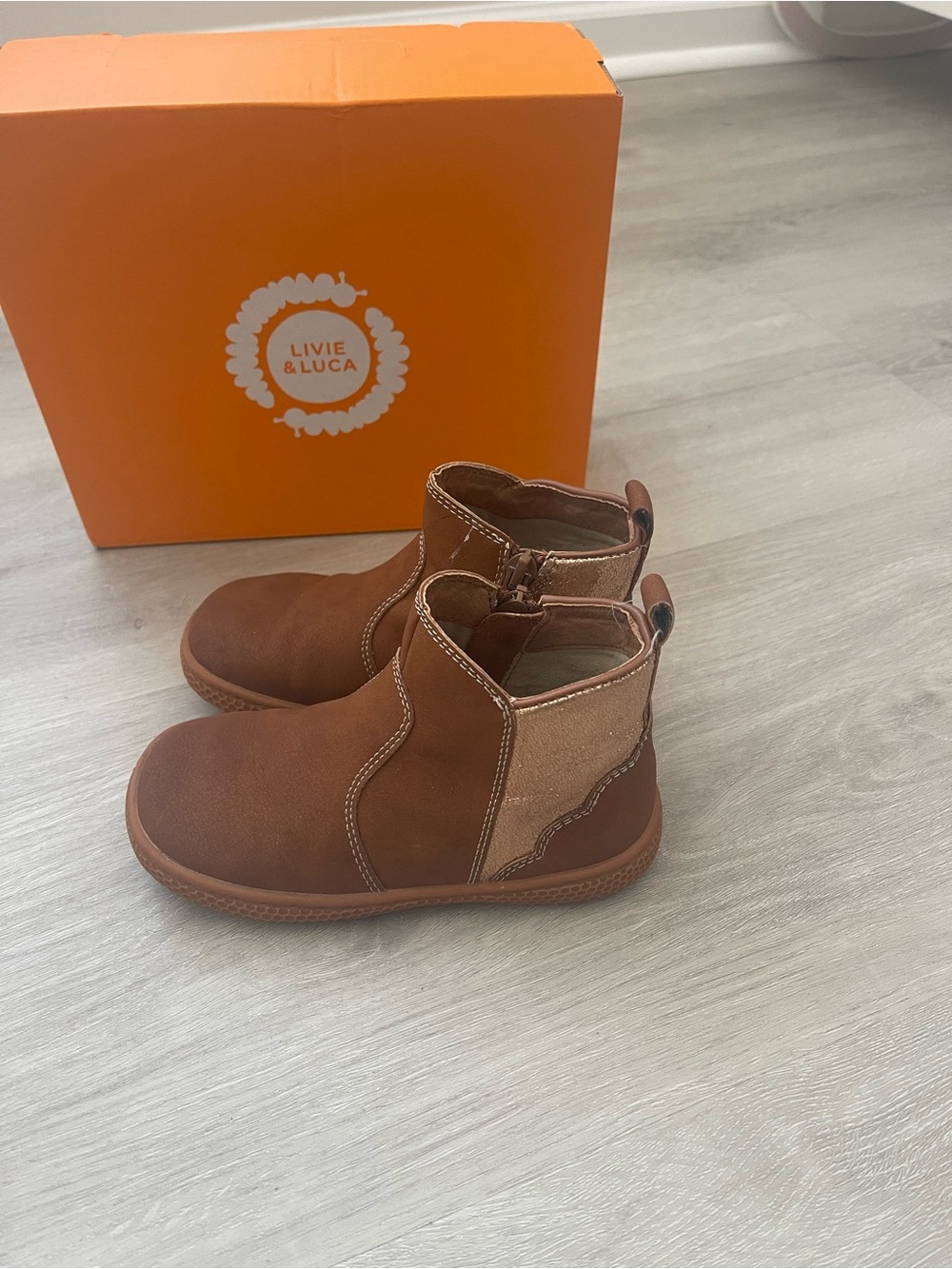 Livie & Luca Brown Slip-On Zip Toddler Boots - Picture 2 of 7